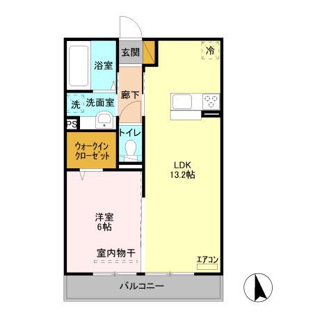 マルシェみどりのII(1LDK/2階)の間取り写真