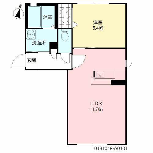 シャーメゾン中山 A棟(1LDK/1階)の間取り写真