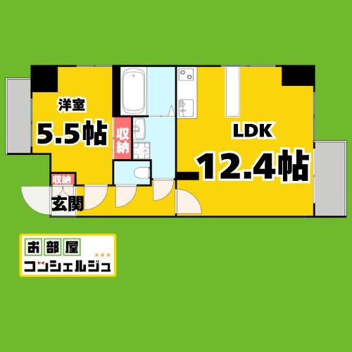 レジディア久屋大通II(1LDK/4階)の間取り写真