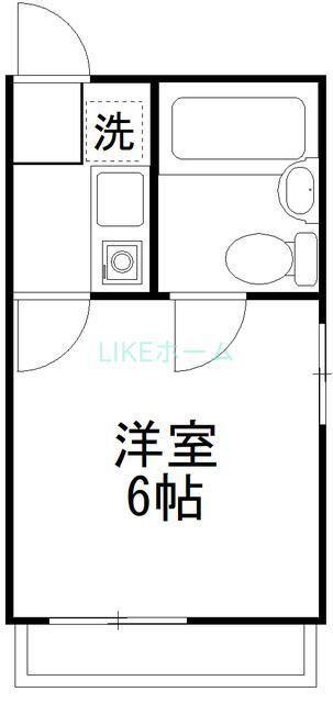 ヒルトップ海神(1K/2階)の間取り写真