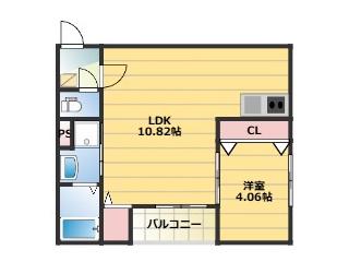 春のそよ風とBLOOM LOUNGE(1LDK/1階)の間取り写真