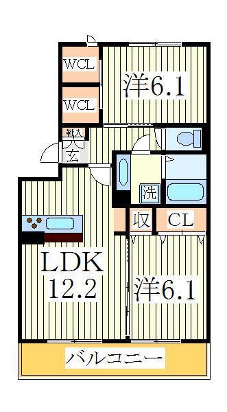アローフィールドB(2LDK/2階)の間取り写真