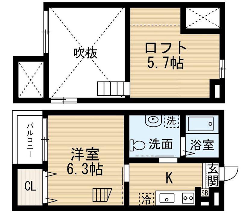 KOHIMARI志賀本通(1K/2階)の間取り写真