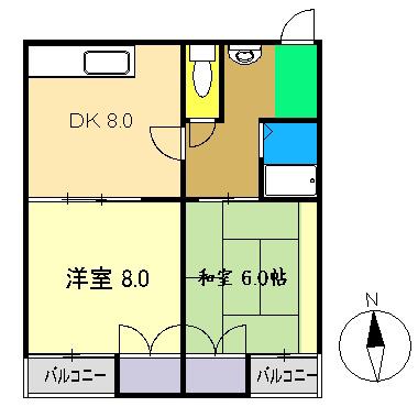 南国ショールーム(2DK/2階)の間取り写真