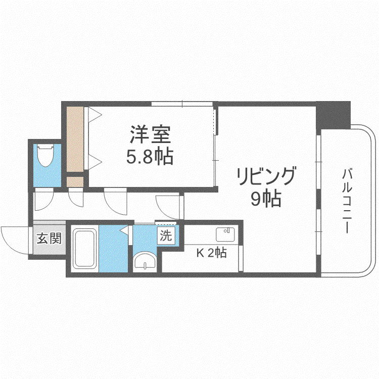 ティアラFCサイド(1LDK/2階)の間取り写真