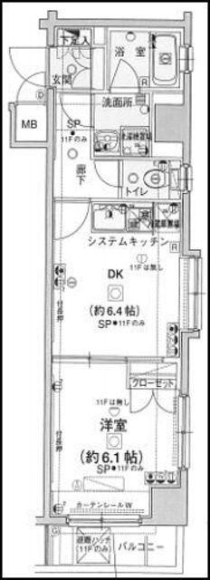 エクセリア荻窪(1DK/6階)の間取り写真