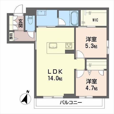 シャーメゾンSEIWA(2LDK/2階)の間取り写真