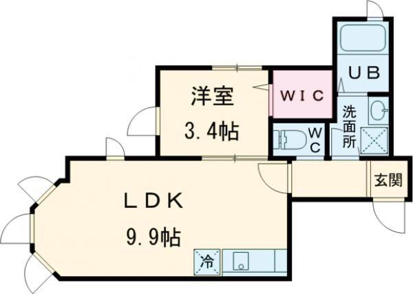 ローズコートC(1LDK/2階)の間取り写真