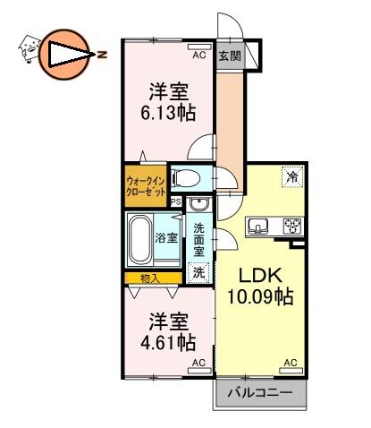 ボヌール城南(2LDK/1階)の間取り写真