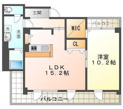 LUSSO ELISO京橋川(1LDK/7階)の間取り写真