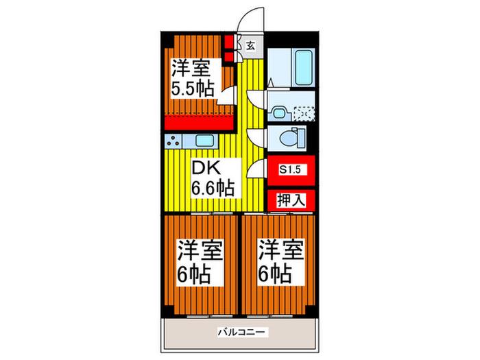 プリムローズ大宮(3SDK/7階)の間取り写真