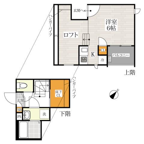 CB柏リアン(1K/1階)の間取り写真