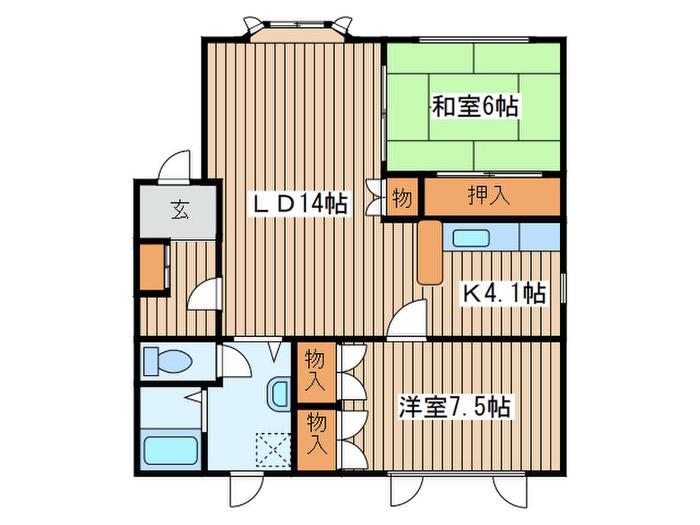 ビレッジフユ(2LDK/1階)の間取り写真