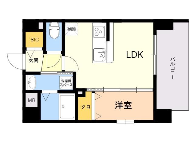 ソフィア東比恵(1LDK/4階)の間取り写真