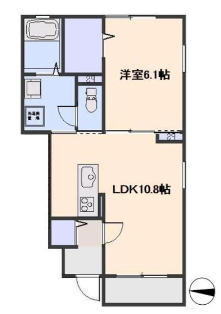 ボヌール ハスヌマ(1LDK/1階)の間取り写真