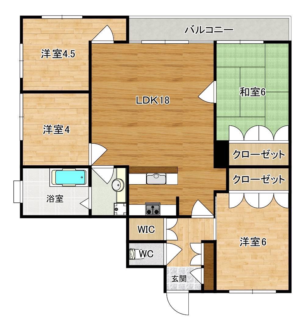 ルミエール市岡(4LDK/8階)の間取り写真