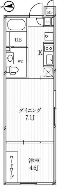 ルクレ高田馬場(1LDK/1階)の間取り写真