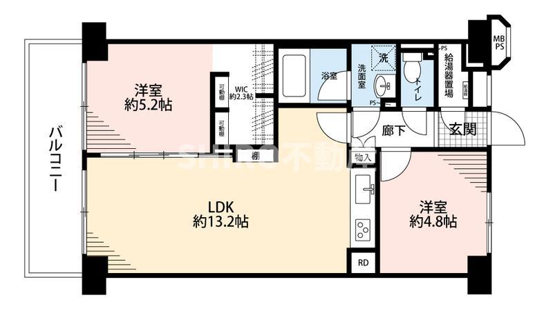日商岩井中津マンション(2LDK/5階)の間取り写真