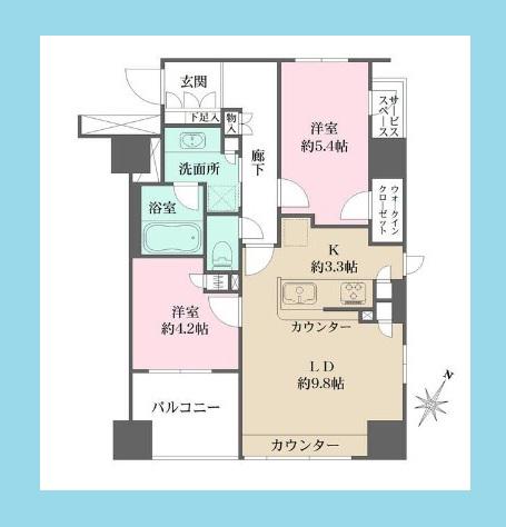 BELISTA横浜弐番館(2LDK/5階)の間取り写真