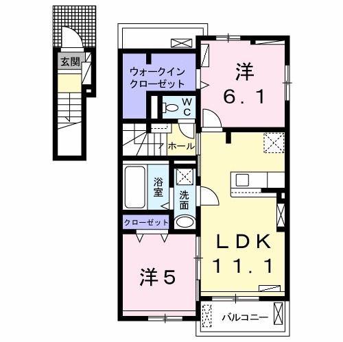 エイトハイム(2LDK/2階)の間取り写真