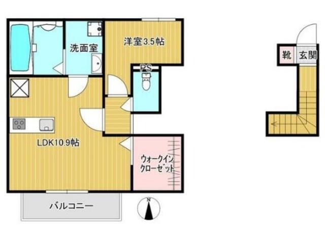 ミルティーユ(1LDK/2階)の間取り写真
