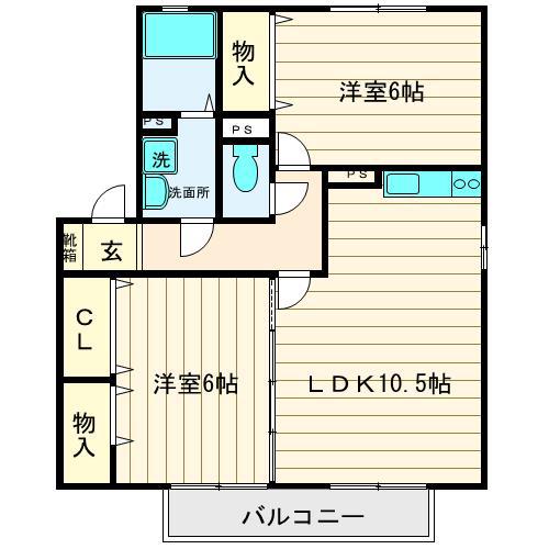 カーサフロレスタB(2LDK/2階)の間取り写真
