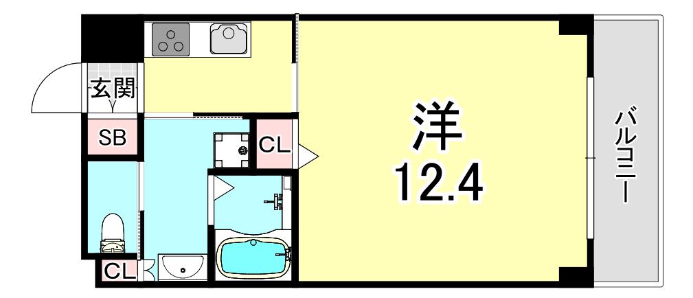エマーズテラス(1K/2階)の間取り写真