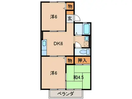 落合ハイツIII(3DK/2階)の間取り写真