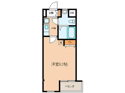 CASA VERDE(1K/2階)の間取り写真