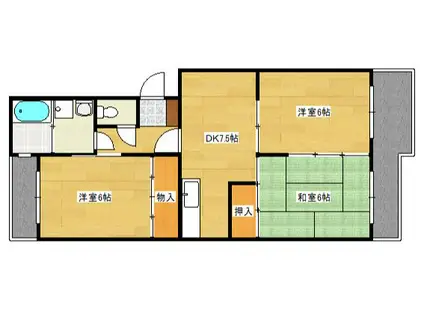 第1ビューハイツ(3DK/2階)の間取り写真