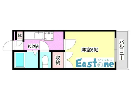 ジャスティス鴨池(1K/2階)の間取り写真