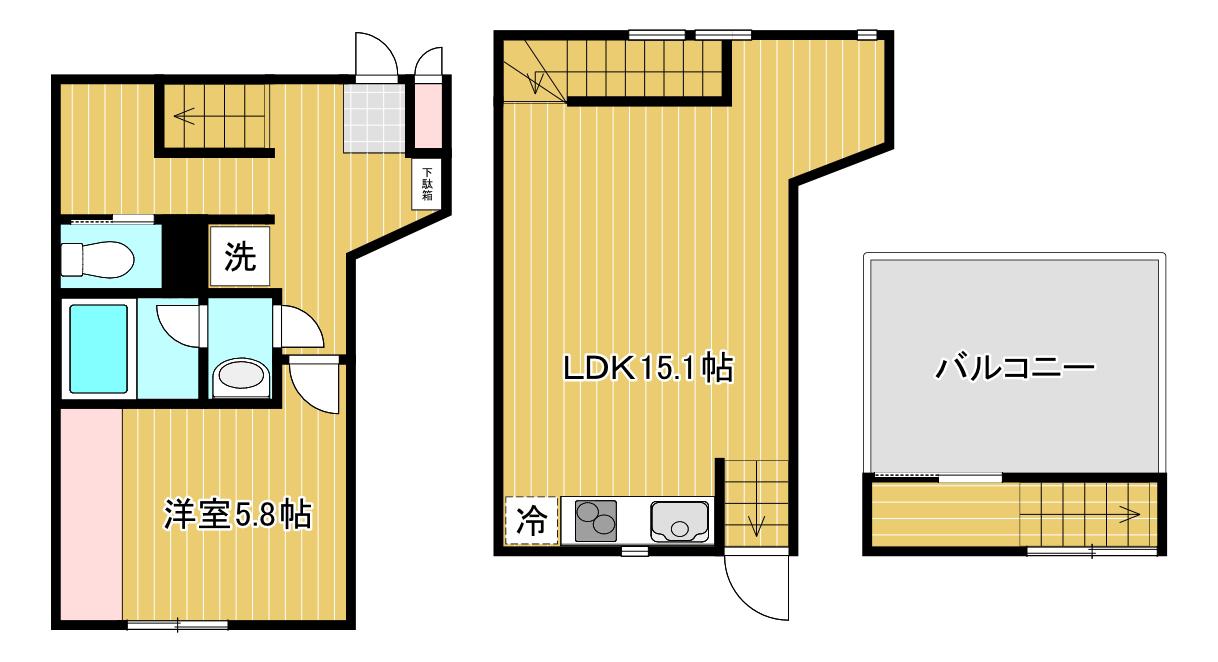 東急大井町線 旗の台駅 徒歩9分 3階建 築4年(1LDK/1階)の間取り写真