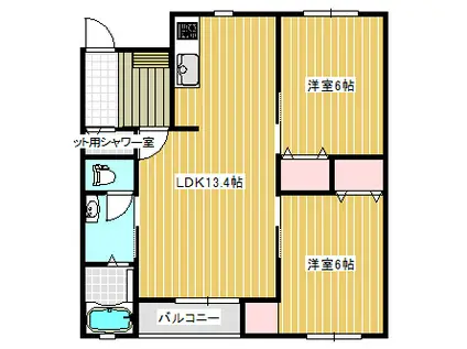 北伊63(2LDK/1階)の間取り写真