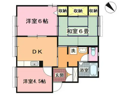 メゾンド・ソレイユB(3DK/1階)の間取り写真