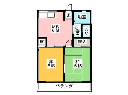 パレスエンドウB(2DK/2階)の間取り写真