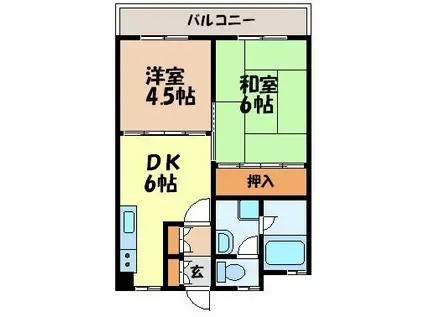 滑石七福ビル(2DK/8階)の間取り写真