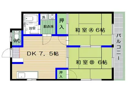 日野ハイツ(2DK/2階)の間取り写真