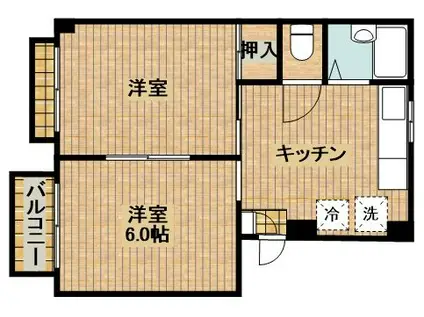 カーサ・イトーB棟(2K/3階)の間取り写真