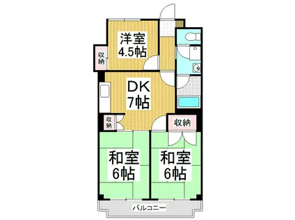 ハイホームズ七瀬(3DK/4階)の間取り写真