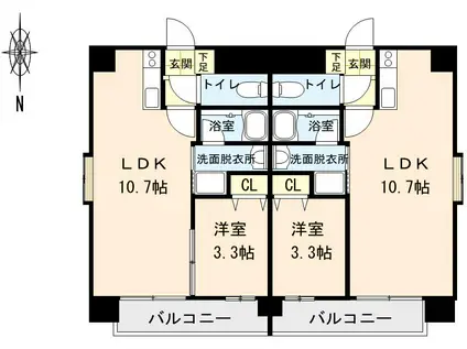 ピュア京橋(1LDK/4階)の間取り写真
