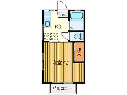 山手町ハイツ I(1K/2階)の間取り写真