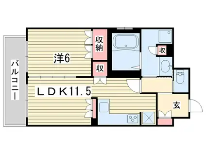 リーガル京都堀川中立売(1LDK/2階)の間取り写真