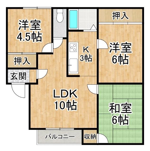 田中マンション(3LDK/2階)の間取り写真