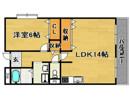 地下鉄今里筋線 だいどう豊里駅 徒歩5分 4階建 築27年(1LDK/2階)の間取り写真