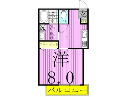 クレシア北松戸(1K/1階)の間取り写真