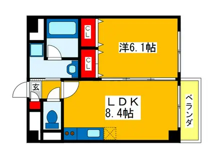 アグレアーブル(1LDK/3階)の間取り写真