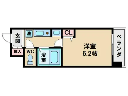 エステムコート四天王寺夕陽丘(1K/3階)の間取り写真