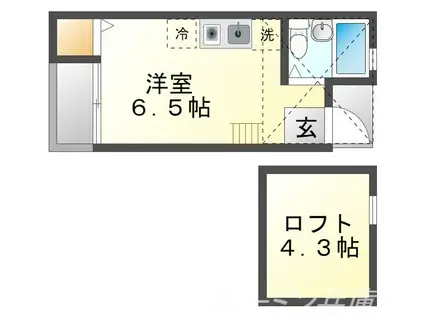 アーバンデザインひょうご東条V(ワンルーム/1階)の間取り写真