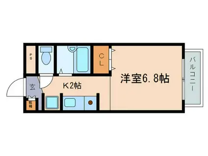 MNK2マンション(1K/3階)の間取り写真