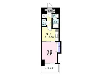 TKアンバーコート堺東Ⅱ(1DK/6階)の間取り写真